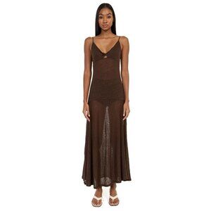ESTHE Women's Knitted Twist Detail Cut-Out Maxi Dress Size M In Brown